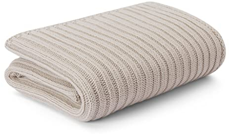 URBANARA warme Tagesdecke Santo Mini 100x150 cm - 100% Bio-Baumwolle - Kinderdecke Babydecke Strickdecke Bettüberwurf Kuschel-Decke für Babybett Kinderwagen - Elfenbein