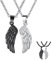 BCughia Pärchen Ketten für 2, Paar Halskette Engelsflügel Freundschaftskette Silber Schwarz Zirkonia Kette 60cm 50cm Pärchen Geschenke für Paare