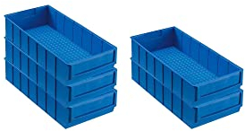 SparSet 5x Blaue Industriebox 400 B | HxBxT 8,1x18,3x40cm | 4,7 Liter | Sichtlagerkasten, Sortimentskasten, Sortimentsbox, Kleinteilebox