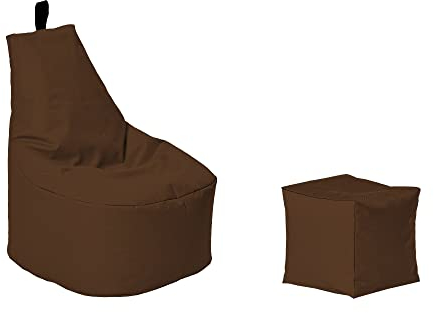 Momiralland Classic Sitzsack XL - XXL mit Hocker Sitzkissen BodenKissen Sessel In- & Outdoor geeignet Gaming Sitzsack für Erwachsene und Kinder… (Braun, XXL - Durchmesser 78 cm)
