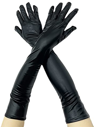 Damen Lange Handschuhe,Metallic Glitzer Handschuhe Shine 48 cm Zubehör Gloves Prinzessin Show Tänzerin Flapper Girl Diva Abendkleid Kostüm Karneval Junggesellenabschied Mottoparty Tanzshow,Lila