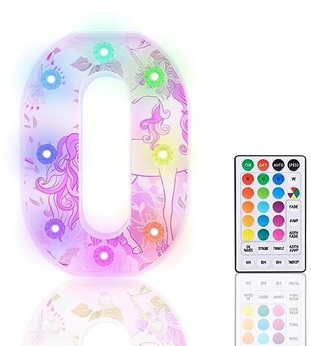 Lettere illuminate, luci a LED glitterate con 18 luci a LED che cambiano colore, con telecomando, per ragazze, regali di compleanno, bar, matrimoni, Natale, San Valentino, decorazione da tavolo - O
