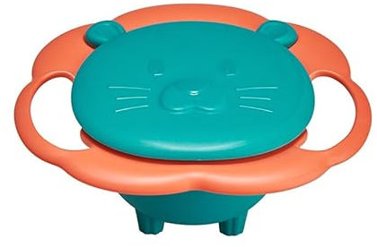 360-Grad-Drehbare Gyro-Schüssel mit Deckel, Auslaufsichere Snackschale für Kleinkinder, Schmutzfreie Design (Grün)