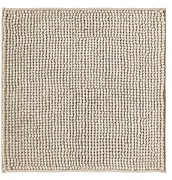 Decomira Tapis de Bain Antidérapant en Chenille | Super Absorbant et Lavable en Machine | pour la Salle de Bain, Douche, Baignoire ou comme Tapis WC | Beige - 45x45 cm