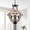 HOXIYA Farmhouse Chandelier 4-Light Hanging Pendant Lighting 13.1 Retro Flush Mount Ceiling Light Fixture Rustic Vintage Wood Industrial Modern Black Metal for Living Room Bedroom Hallway Kitchen