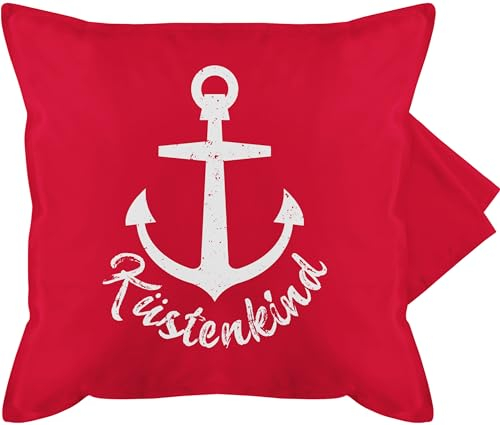 Shirtracer Kissenbezug - Statement - Küstenkind mit Anker - weiß - 50 x 50 cm - Rot - Maritime Kissen Statement-Kissen Statements maritim kissenhülle maritimes kuschelkissen sprüche ich Bin EIN