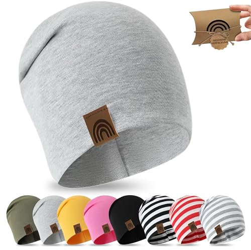 fenchi's AUSTRIA Kinder Beanie 6M-2 Jahre 48-52cm, Frühling Übergangszeit Mütze Slouch in Geschenkverpackung, Baumwolle