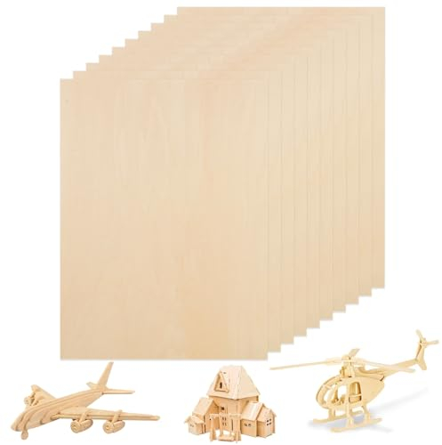 MIVIDE 10 Piezas Madera Contrachapada 2mm, Hojas de Madera Contrachapada 400 x 300 x 2mm, Tablero de Madera para Pirograbado, Bricolaje, Modelo, Manualidades