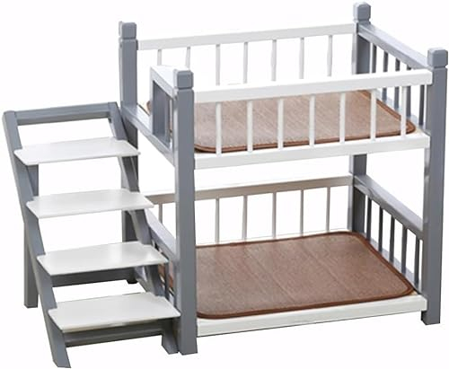 YUNYHAO Hundekorb, Katzenbett, Hundebett, Haustierbett Aus Holz, Geeignet Für Kleine Und Mittelgroße Hunde Und Katzen. Etagenbett Mit Treppe (Size : S)