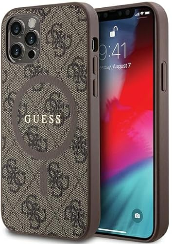 Guess GUHMP12MG4GFRW Hülle für iPhone 12/12 Pro 6.1 braun hardcase 4G Collection Leather Metal Logo