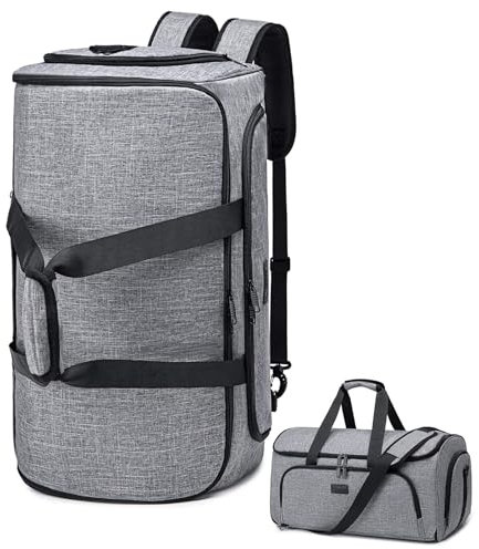 Vessgra Anzugtasche, Kleidersack Reisetaschen für Anzüge, Umwandelbarer Garment Duffel Bag für Männer und Frauen, 4 in 1 Kleidersack Tasche Hängetasche für Anzug mit Schuhtasche (Grau)