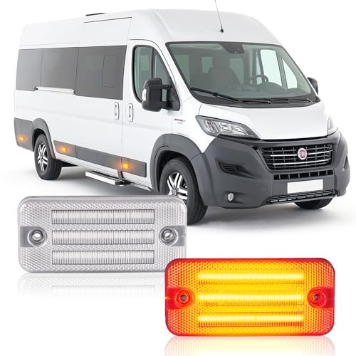 POPMOTORZ 2 Stücke LED Blinker Seitenblinker für F-iat Ducato Citroen Relay Peugeot Boxer R-enault Trucks Magnum Jeep Cherokee mit Canbus Fehlerfrei, Transparent