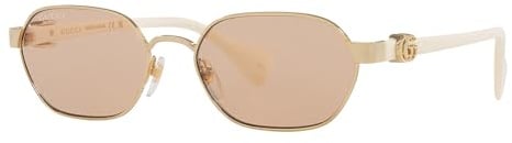 Gucci GG1593S 002 - Occhiali da sole da donna esagonali, a specchio, oro/avorio/rosa, 56/18/140, oro-avorio, 56/18/140, Oro-avorio, 56/18/140