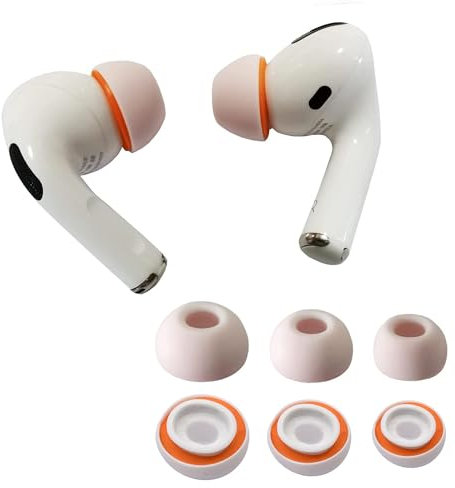 KASOTT Upgraded Best Memory Foam Ear Tips for AirPods Pro 1st & 2nd Gen | Comfortable Foam Ear Tips | Better Noise Cancellation | 3 Pairs Replacement Tips (Orange, Assorted S/M/L)