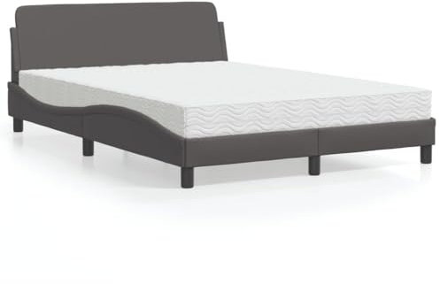 Keyroto Bett 140x200 mit lattenrost und matratze Boxspringbett 140x200 mit matratze Polsterbett Polsterbett 140x200 mit matratze Jugendbett Kunstleder-Grau-140 x 200 cm