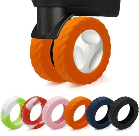 Luggage Wheel Covers, Anti Dust & Scratch, For 2-2.4 Wheels - Orange | Luggage Compartment Wheel Protection Cover 8-Pack, Noise Reducing Suitcase Wheel Protector, For Most Carry on/Travel Bags