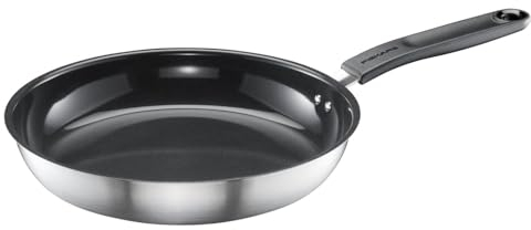 Fiskars Bratpfanne, Ø 26 cm, Beschichtete Pfanne, Für alle Kochfelder geeignet, Recycelter Edelstahl, Functional Form, Silber/Schwarz, 1072311