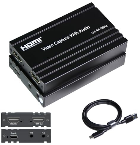 ORIVISION 4K60 HDMI-Aufnahmekarte für Übertragung, 4K HDR10-Passthrough, 4K Cam Link für Aufnahmen, USB-Typ-C-Audio- und Video-Aufnahmekarte für Nintendo Switch/PS4/5/Xbox, Windows/macOS/OBS/VLC/Vmix