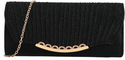HIOPOIUYT Modische Abendtasche, Handtasche mit plissierten Details, modische Umhängetasche, Crossbody-Tasche für besondere Anlässe, Schwarz