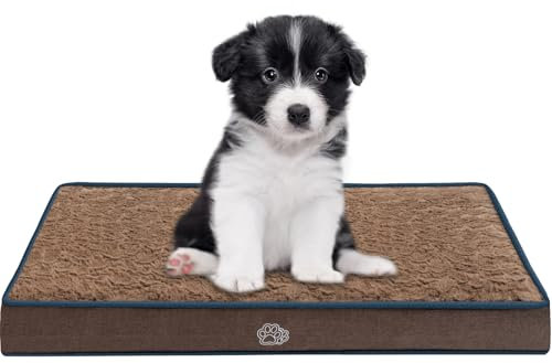 EMPSIGN Hundebett-Matte, wendbar, warm und kühl, waschbar, mit Schaumstoff-Unterstützung, Haustier-Schlafmatte für große, mittelgroße und kleine Hunde, Flauschige Hundehüttenunterlage (braun)