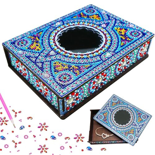 KBIBCK Diamond Painting Kit Caja de Madera, Joyero de Pintura de Diamantes, Diamond Painting Caja, Diamond Painting Joyero Manualidades Niños, Kits Manualidades Creativas Juguetes para Niñas