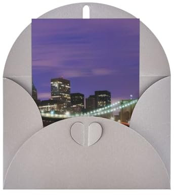 QGWDYYJQ Bedruckte Weihnachtskarte mit Umschlag, Motiv: New York Night, Dankeskarte, Grußkarte für alle Anlässe