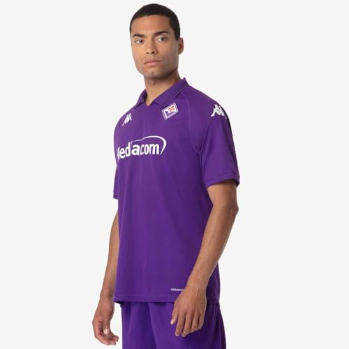 Kappa – Maglia Gara Kombat™ 2025 ACF Fiorentina da Uomo in Tessuto Tecnico Riciclato con Collo Polo, Dettagli in Transfer e Tecnologia Hydro-Way, Regular Fit, Viola, Taglia XXXL