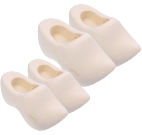 Garneck European Style Mini Wooden Shoes Unpainted Craft Diy Decor Doll House Accessories Unique Keychain