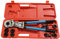 HuKaiL PEX Presszange Set, 12-32mm TH-Rohrpresszange Einziehbare mit 9 Formen (4 Aluminium+5 Kupferrohre), 360° Presszange 6T für Verpressen Rohren aus Edelstahl, Aluminium-Kunststoff, PEX und PB,