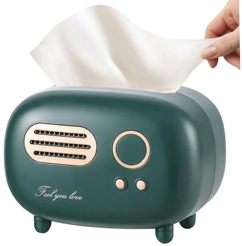 Retro Tissue Box Radio Shape Tissue Box Non-slip Tissue Cover Box Vintage Square Tissue Box Cover Small Tissue Dispenser Creative Tissue Holder for Home, Car, Hotel Tissue Box