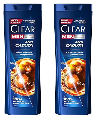 Clear Men Shampooing Antipelliculaire pour cheveux cassants Anti-Hair Fall jusqu'à 100% de protection contre les pellicules* 2x 360 ml