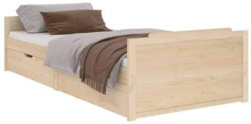 Festnight Bett 90x200 cm mit Stauraum Bettgestell Holz mit Schubladen Doppelbett Einzelbetten Holzbett Bettkasten Jugendbett Bettrahmen Schlafzimmer Bett Jugendzimmer Massivholzbett
