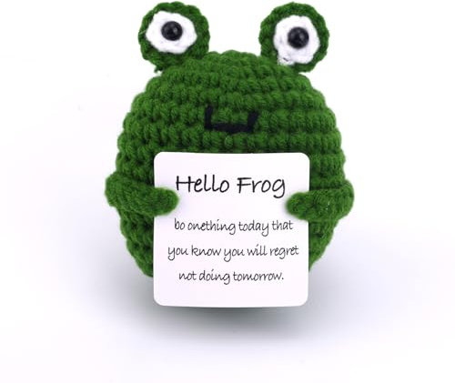 TOYMIS Lustiger Kleiner Positiver Frosch, Gestricktes Froschspielzeug Süße Gehäkelte Froschpuppe Emotionales Plüschgeschenk zur Positiven Unterstützung als Geburtstagsparty-Dekoration zur Ermutigung
