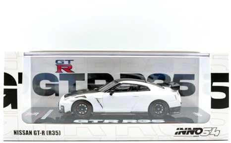 Inno Models Inno64 Nissan GT-R (R35) NISMO Modellauto, Weiß, Rechtslenker, Maßstab 1:64, Detailliertes Sammlerstück im Schaukasten