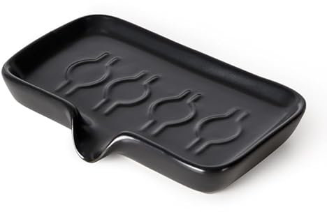 ANTIS'S HOME Keramik Seifenschale mit Ablauf, Quadratische Seifenablage Seifenhalter für Bad, Dusche, Waschbecken & Küche, Schwarz | Leicht zu reinigen, Modernes Badezimmerzubehör für trockene Seife