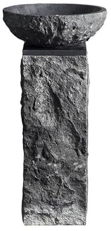 Lavandino su piedistallo Lavabo con base in pietra, lavabo da bagno a tre pezzi da terra, lavabo intagliato a mano for patio esterno con foro for rubinetto, scarico a scomparsa non incluso Lavandino s