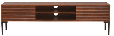 Miliboo Meuble TV en Bois foncé manguier Massif et métal Noir 2 Portes L160 cm Onda