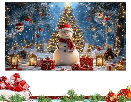 Syengery Weihnachtsdekoration Banner Für Garagentore,400 cm X 180 cm Saisonale Dekorationen,Weihnachts Fotohintergrund - Für Winter Garten Wand Haus Zuhause Terrasse Büro Außenbereich