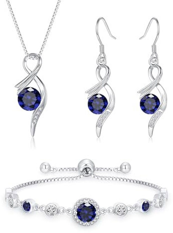Estrellique Silber Schmuck Set Damen, 3PCS 925 Sterling Silber Halskette & Ohrringe & Armband Set mit AAAAA Cubic Zirkonia, Unendlichkeit Silberschmuck Damen 925 Geschenk zum Geburtstag Mutter Tag