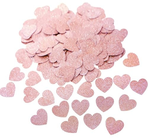 100 Pièces Confettis Cœur, Confetti de Table Rouge Cœur, Confettis Coeurs Or Rose pour Anniversaire Douche Nuptiale Mariage Décoration de Table Romantique (Or Rose)