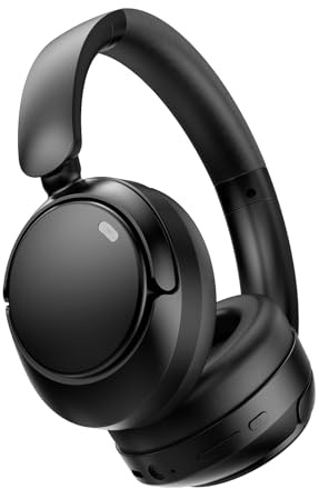 TIMU Active Noise Cancelling Headphones,100H Playtime,Wireless Over Ear Bluetooth Headphones with Deep Bass,Transparency Mode,Clear Calls,Foldable Lightweight for Home/Travel/Commute/Office,Black