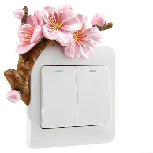 Placca di copertura per interruttore della luce floreale in resina 3D, piastra decorativa da parete per casa e ufficio, elegante design floreale (J)