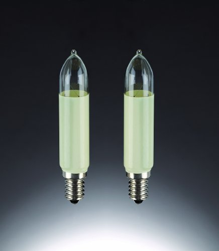 hellum Ersatz-Kerzen für Weihnachtsbaum Kerzen Lichterketten innen und außen, 2 Stück 16V 7W Schaftkerze für Lichterketten mit 15 Brennstellen, ø20mm E10/ 16V/ 7W/ 47Lumen 905045