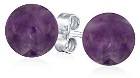 Einfache Edelstein Purpur Amethyst Runde Ball Ohrstecker Für Frauen 925 Sterling Silber 6MM Februar Geburtsstein