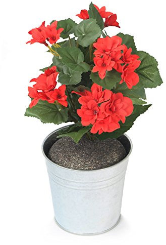 Closer2Nature Artificial 24cm Red Begonia Plug Plant - Pot Not Included