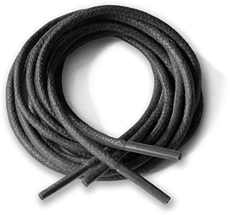 Round Waxed Cotton Thin Shoelaces 2.5mm Wide 75cm 100cm 125cm Long Dress Wax Cord Laces Brogues Shoes Boot (75cm, Black)…