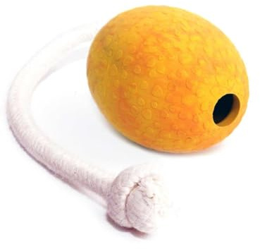Wolters Straußen-Ei Natur-Kautschuk mit und ohne Seil, Farbe:Mango + Seil, Größe:M 80 x 60 mm