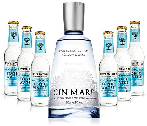 Gin Tonic Set - Gin Mare 0,7l 700ml (42,7% Vol) + 6x Fever Tree Mediterranean Tonic Water 200ml - Inkl. Pfand MEHRWEG