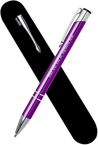 Personalised Engraved Elegant Ballpoint Purple Pen with Velvet Pouch (Blue & Additional Black ink)