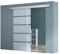doporro Glasschiebetür Komplettset 102,5 x 215 cm | 15mm Wandabstand | Schiebetür mit ESG-Sicherheitsglas | Zimmertür Glas mit 5-Milchglas-Streifen mit Stangengriff | Amalfi-plus 13H